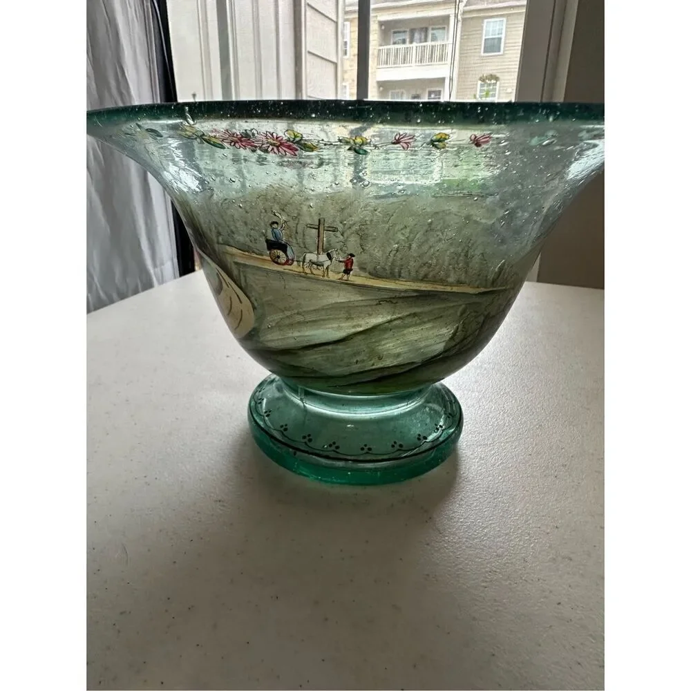Extremely Rare Ludwig Moser Hand Blown, Hand Painted Enamel Bowl 🛑
